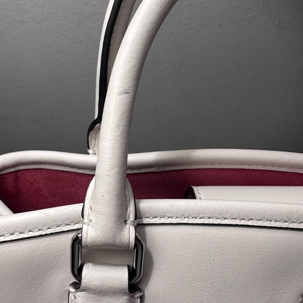 Coach Margo Chalk White with Pink Floral Detail Satchel Crossbody Bag - Picture 11 of 11
